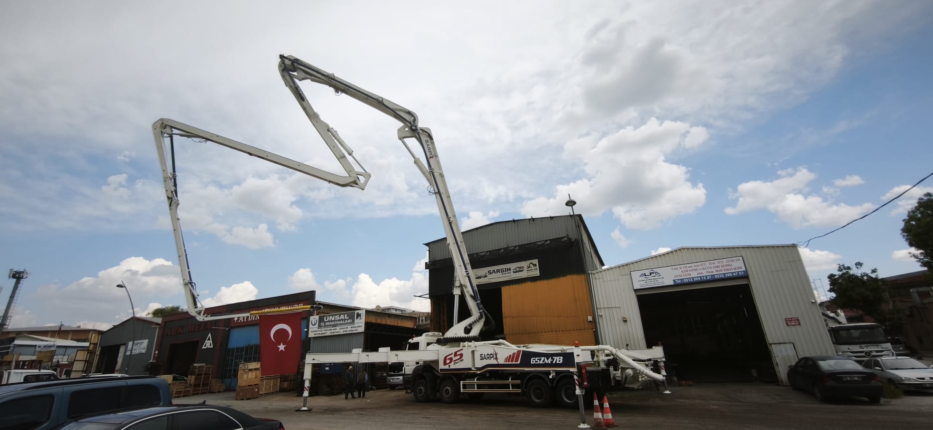 ALC Beton 65 metre mobil beton pompası saha çalışması